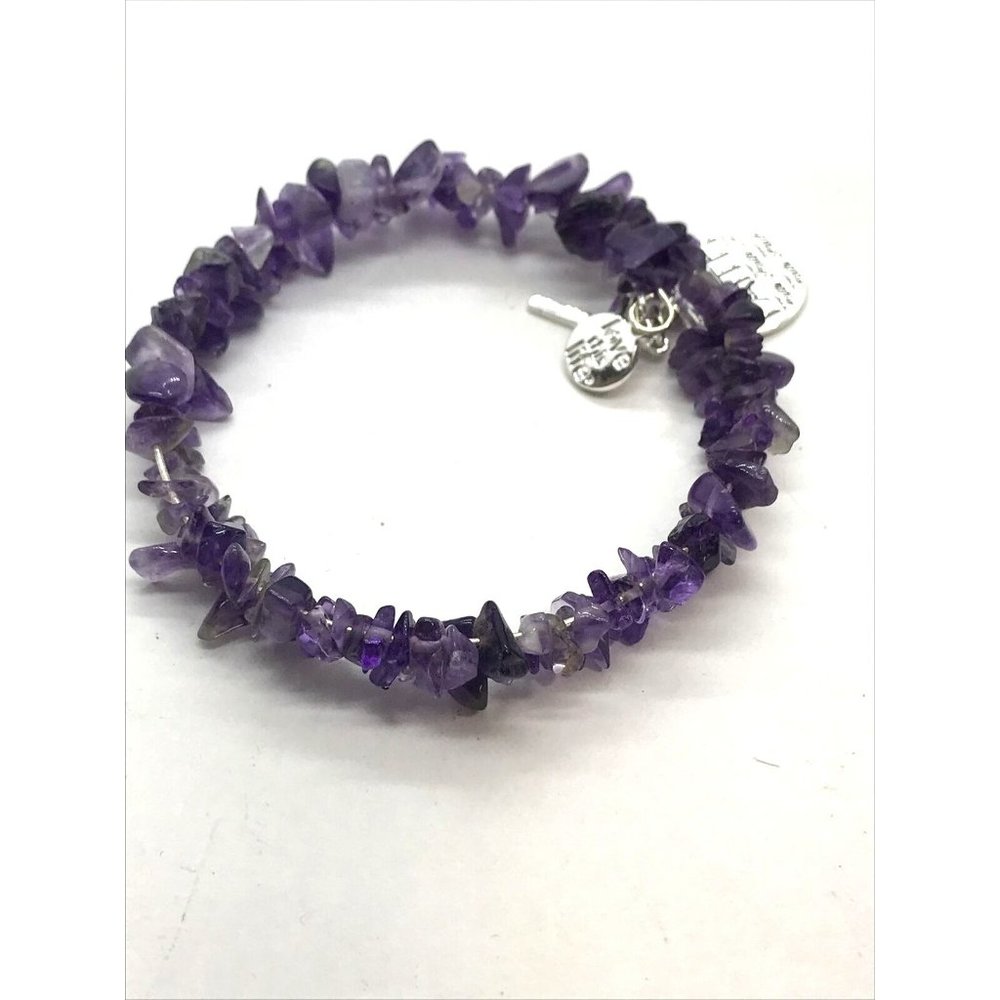 Love This Life Faith Cross Charm semi precious Stone Wrap Bangle Bracelet purple - Picture 7 of 8